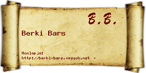 Berki Bars névjegykártya
